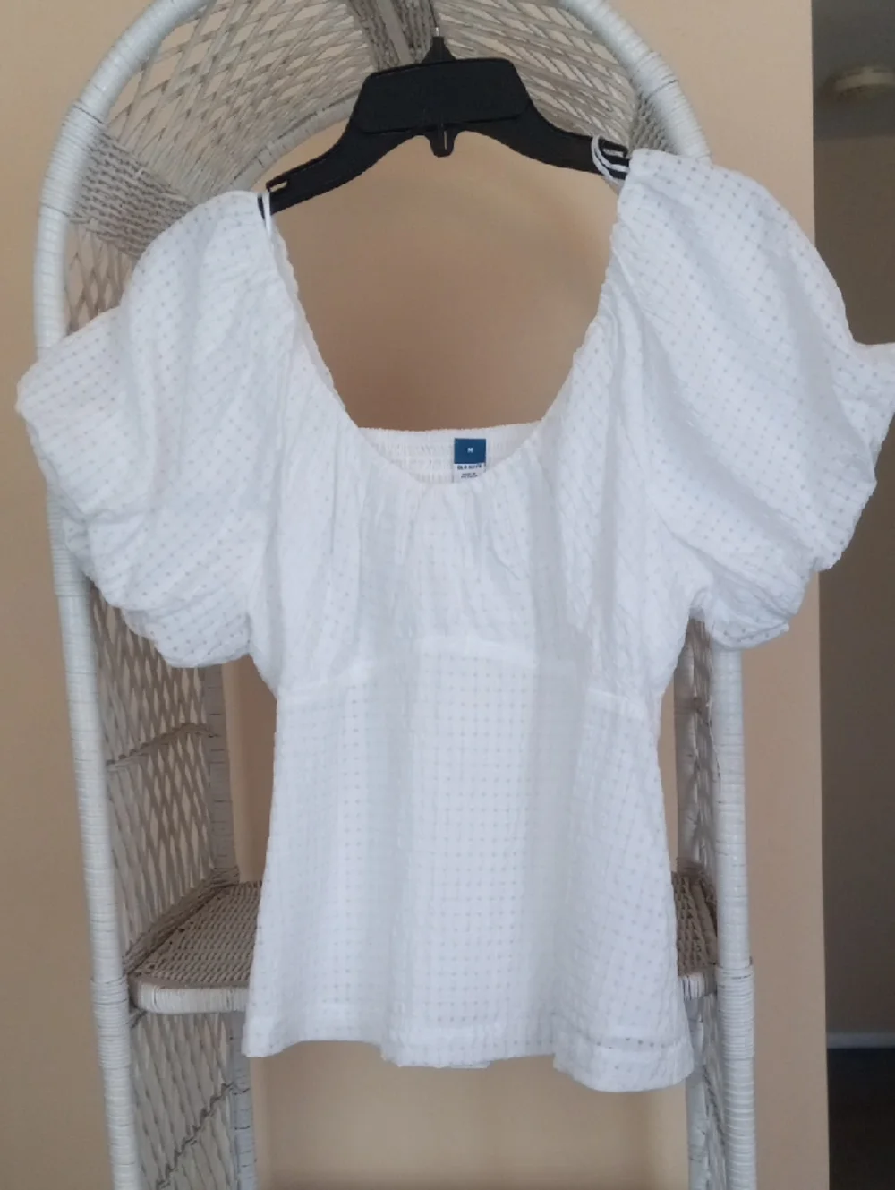 Old Navy White Puff Sleeve Square-Neck Blouse NWT